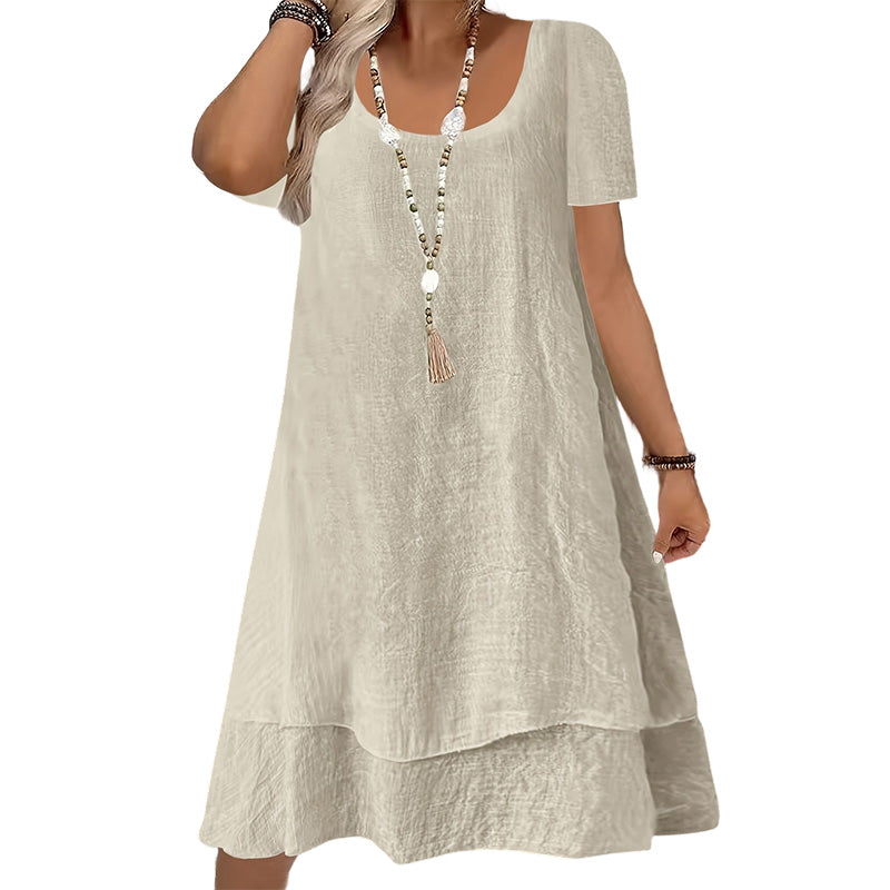 Damen lässiges locker sitzendes Kurzarmkleid