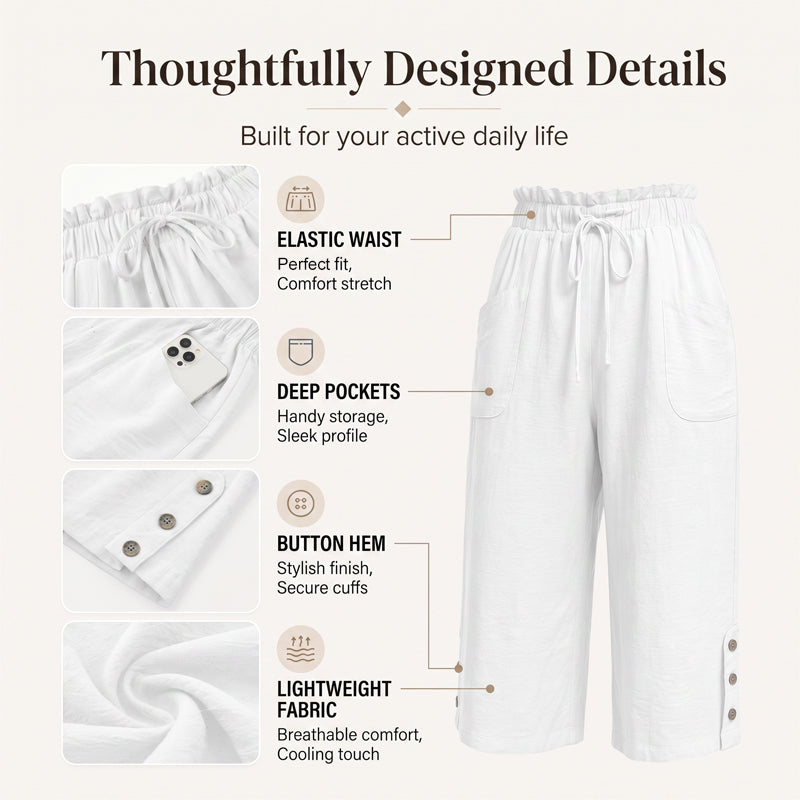 🔥 50 % RABATT + MEHR ALS 50.000 VERKAUFT 👖 Damen-7/8-Hose in weiter Passform – Luftiger Baumwollmix, bequem & figurschmeichelnd ✨