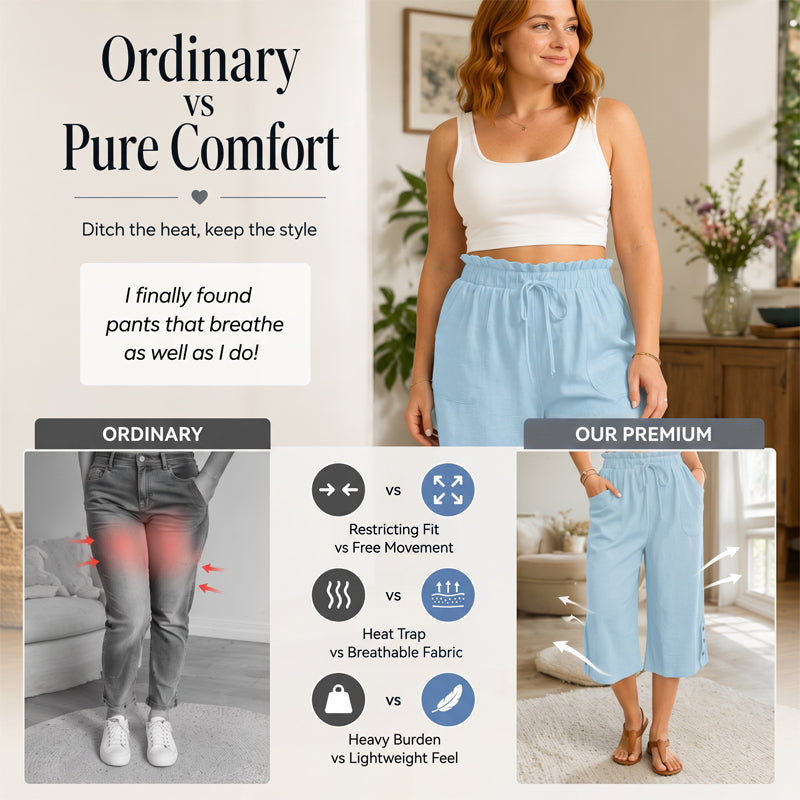 🔥 50 % RABATT + MEHR ALS 50.000 VERKAUFT 👖 Damen-7/8-Hose in weiter Passform – Luftiger Baumwollmix, bequem & figurschmeichelnd ✨