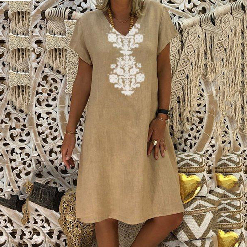 💖💖Damen lässiges bedrucktes V-Ausschnitt-Kleid🌹