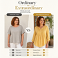 Damen Langarm-Henley-Bluse mit Falten