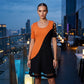 👗Luftiges Midikleid mit Mesh-Saum und Farbblock