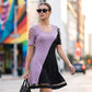 👗Luftiges Midikleid mit Mesh-Saum und Farbblock