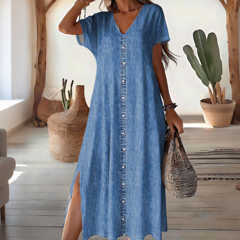 🌸Lässiges Sommerkleid für Damen mit Knopfleiste – Lässiger Stil & Komfort für jeden Tag 💐