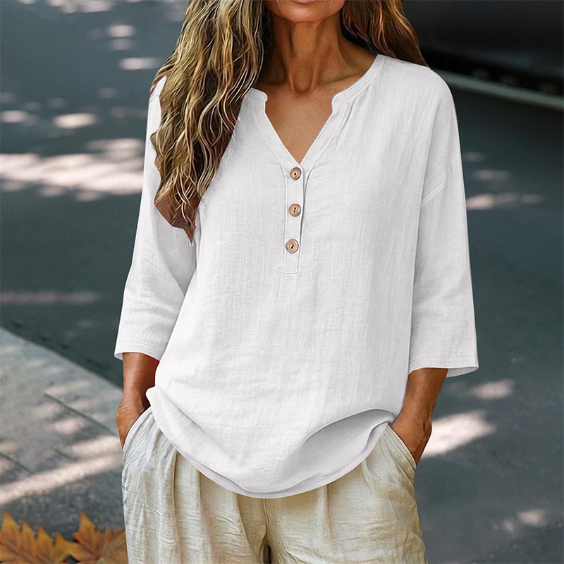💕Damen lässige V-Ausschnitt-3/4-Arm-Bluse👍👍