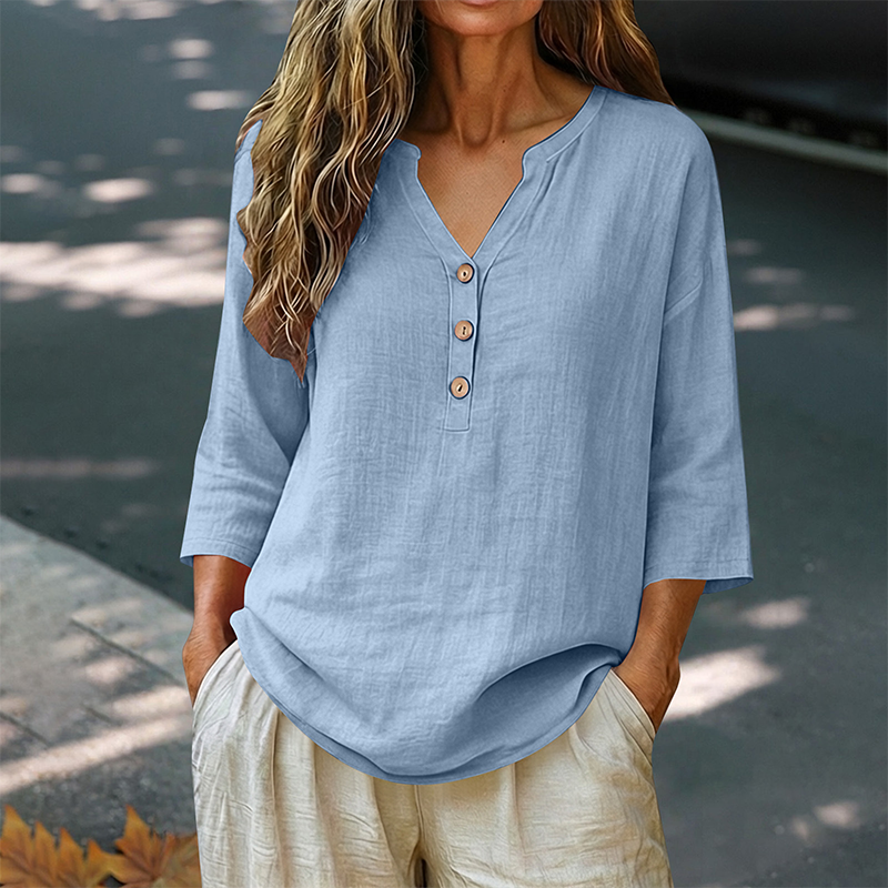 💕Damen lässige V-Ausschnitt-3/4-Arm-Bluse👍👍
