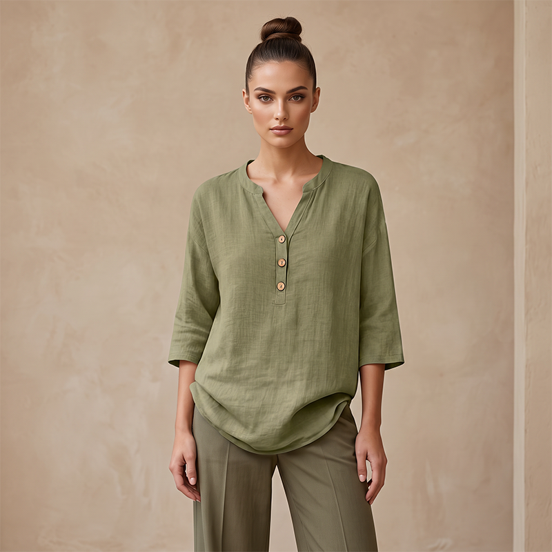 💕Damen lässige V-Ausschnitt-3/4-Arm-Bluse👍👍