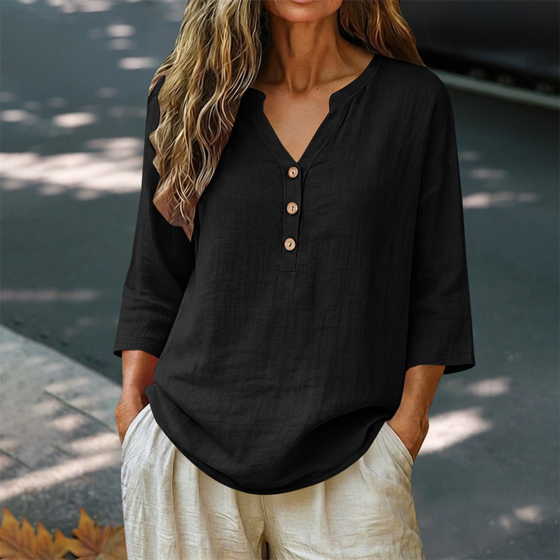 💕Damen lässige V-Ausschnitt-3/4-Arm-Bluse👍👍