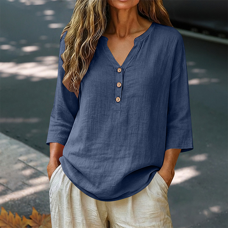 💕Damen lässige V-Ausschnitt-3/4-Arm-Bluse👍👍