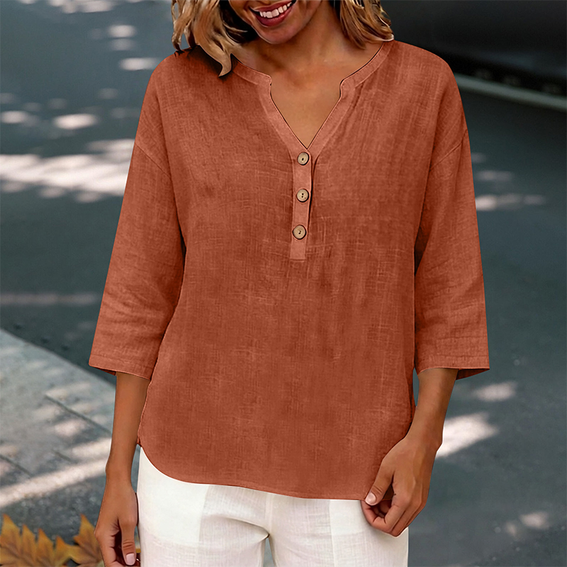 💕Damen lässige V-Ausschnitt-3/4-Arm-Bluse👍👍