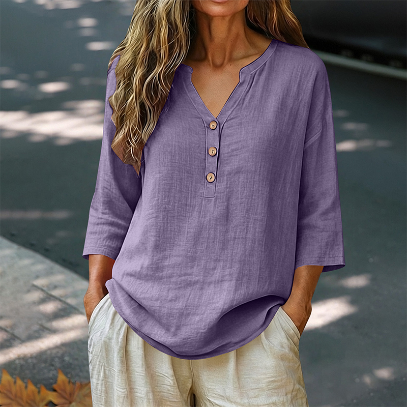 💕Damen lässige V-Ausschnitt-3/4-Arm-Bluse👍👍