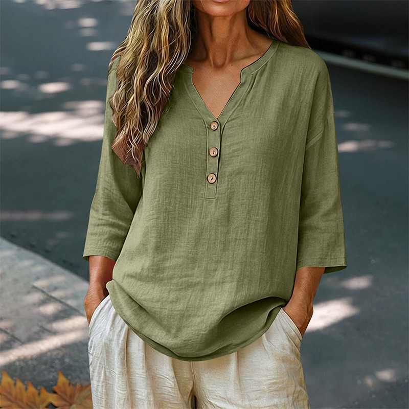 💕Damen lässige V-Ausschnitt-3/4-Arm-Bluse👍👍