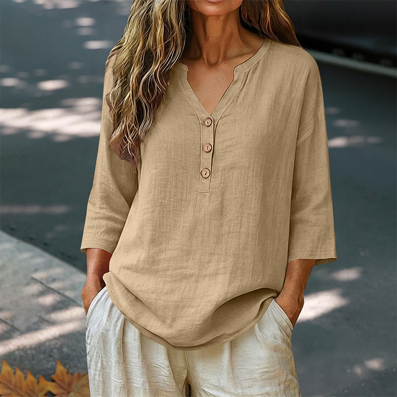 💕Damen lässige V-Ausschnitt-3/4-Arm-Bluse👍👍