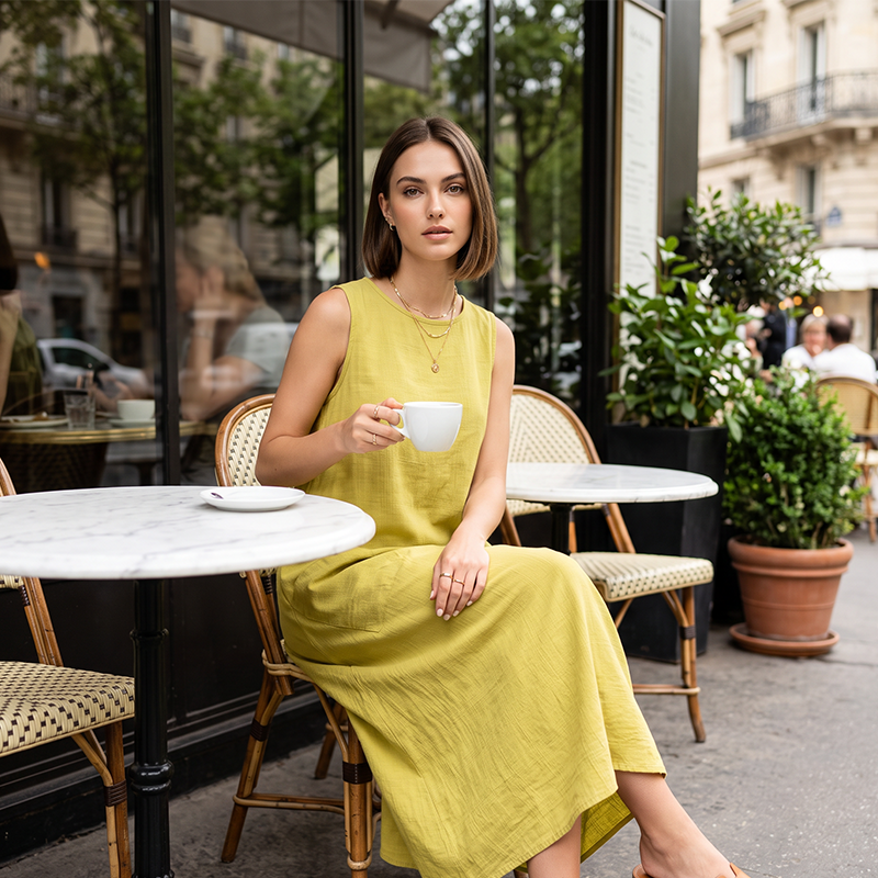 📈 Verkaufshit Nr. 1 – direkt 50%! Ärmelloses Freizeitkleid für Damen mit Rundhalsausschnitt – locker sitzendes Maxikleid im Leinen-Look mit Taschen