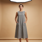 📈 Verkaufshit Nr. 1 – direkt 50%! Ärmelloses Freizeitkleid für Damen mit Rundhalsausschnitt – locker sitzendes Maxikleid im Leinen-Look mit Taschen