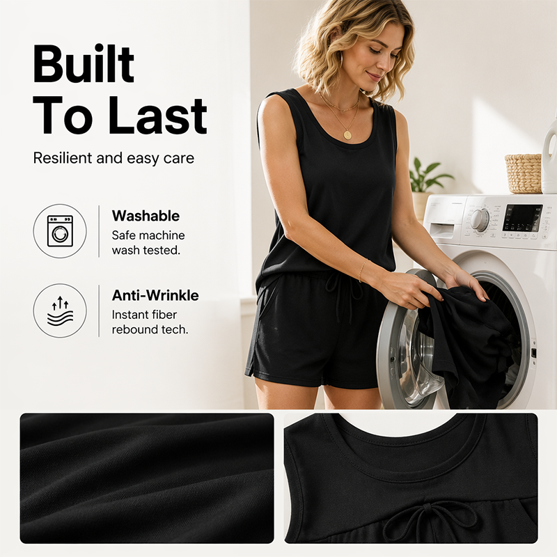 Set aus einem lässigen Tanktop und Shorts mit Kordelzug für Damen