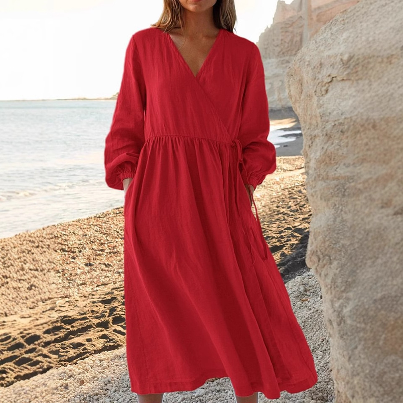 🔥 50 % RABATT 👗 Elegantes Damenkleid mit Bindegürtel