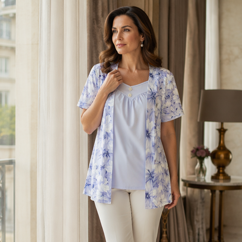 ✨✨Damen Plus-Size Blumenprint-Oberteil💕