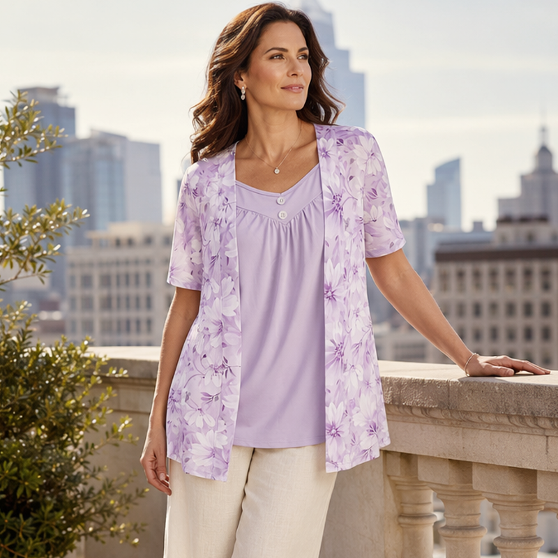 ✨✨Damen Plus-Size Blumenprint-Oberteil💕