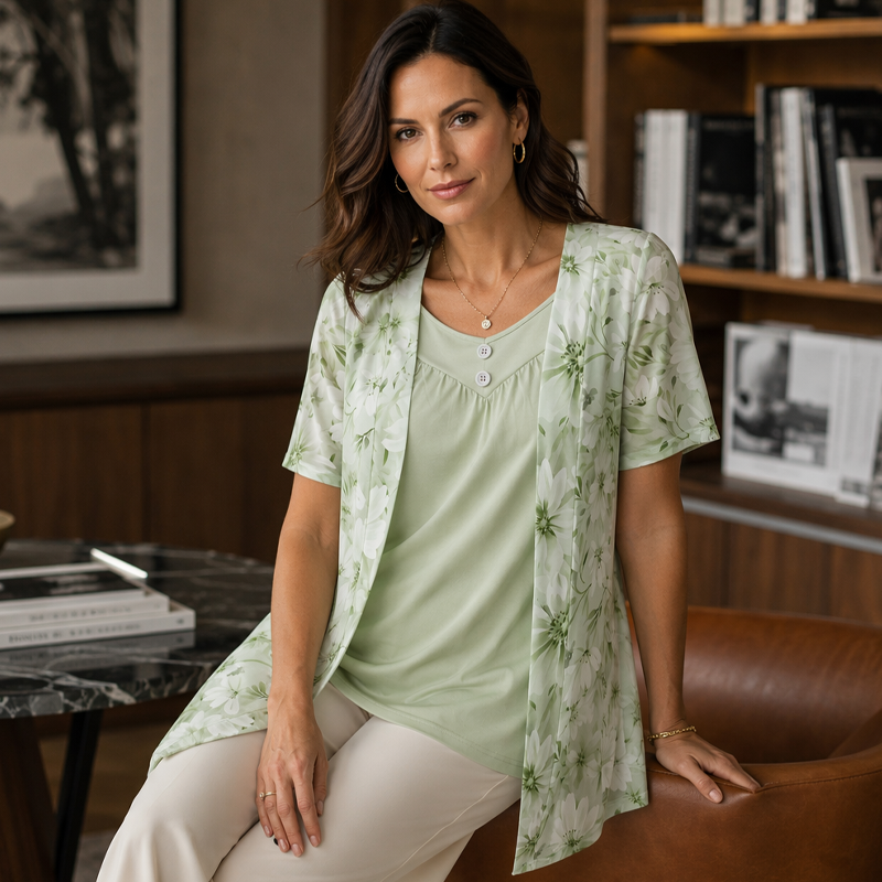 ✨✨Damen Plus-Size Blumenprint-Oberteil💕