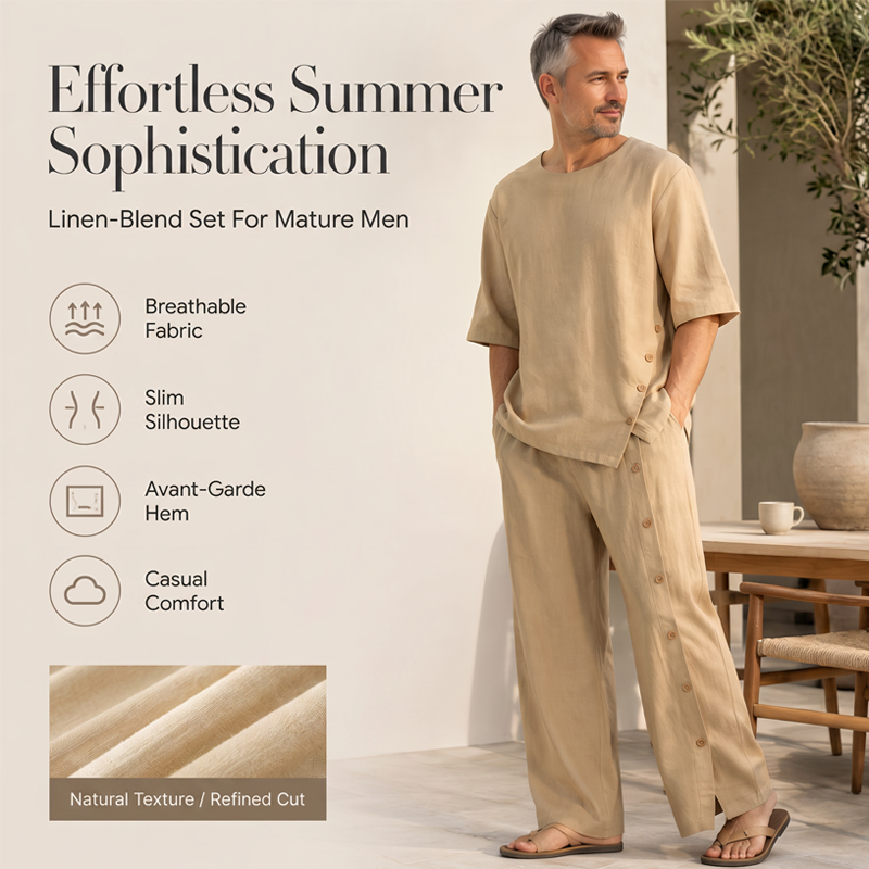 Zweiteiliges Set mit lässigem Hemd und Hose für Herren