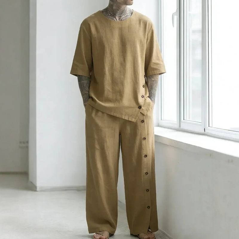 Zweiteiliges Set mit lässigem Hemd und Hose für Herren