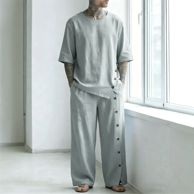 Zweiteiliges Set mit lässigem Hemd und Hose für Herren