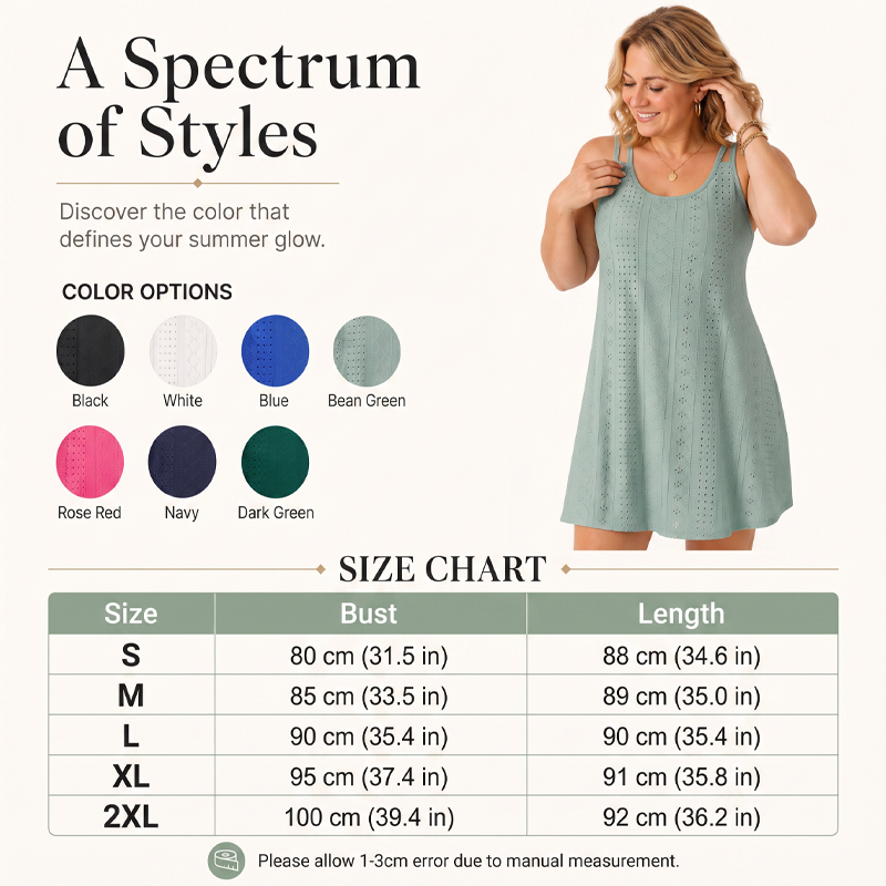 ✨✨Damen Sommer-Kleid mit Doppelträgern und Ösendetail💕