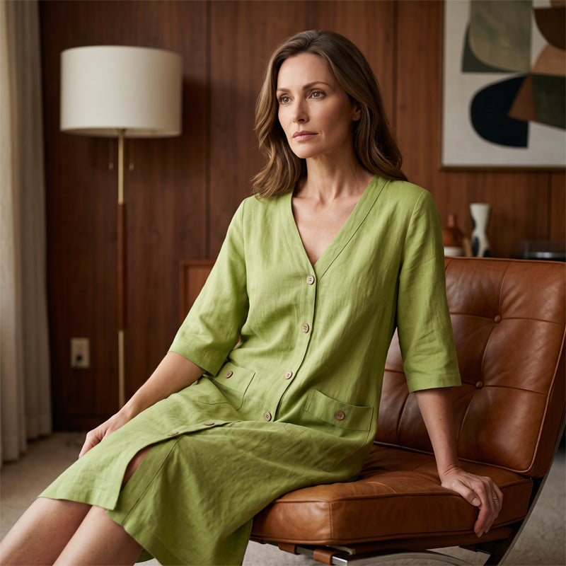 👗Lässiges Damen-Kleid mit Knopfleiste und Taschen