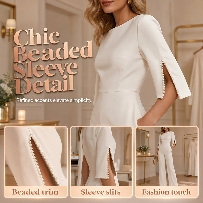 ✨Eleganter, schmal geschnittener Jumpsuit mit Perlenverzierung