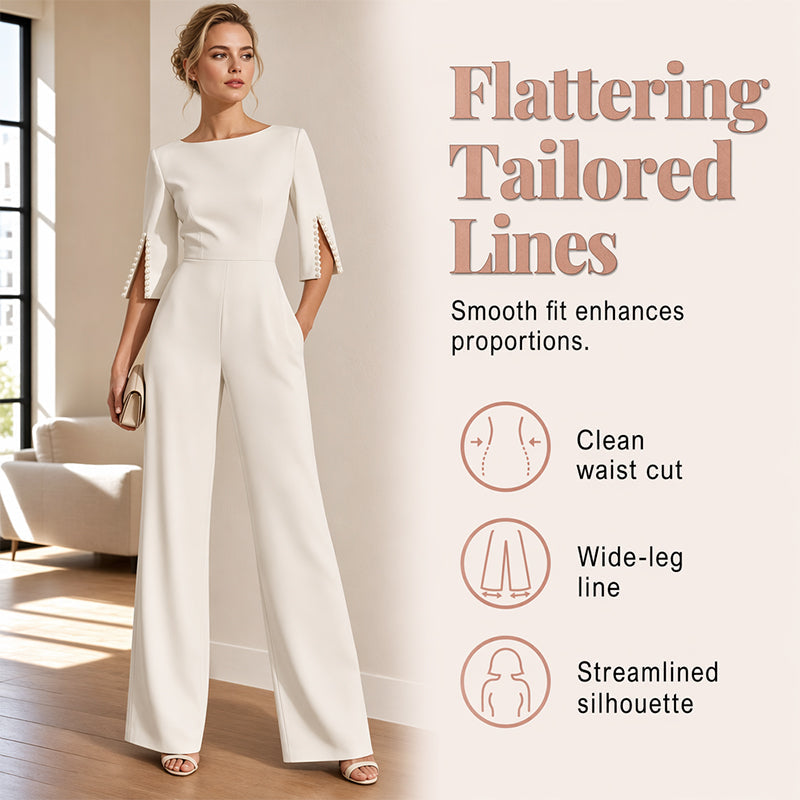 ✨Eleganter, schmal geschnittener Jumpsuit mit Perlenverzierung