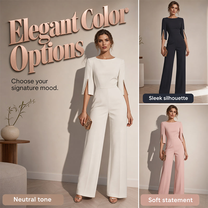 ✨Eleganter, schmal geschnittener Jumpsuit mit Perlenverzierung
