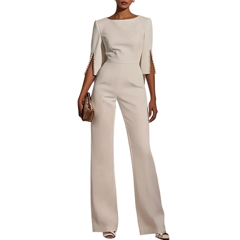 ✨Eleganter, schmal geschnittener Jumpsuit mit Perlenverzierung