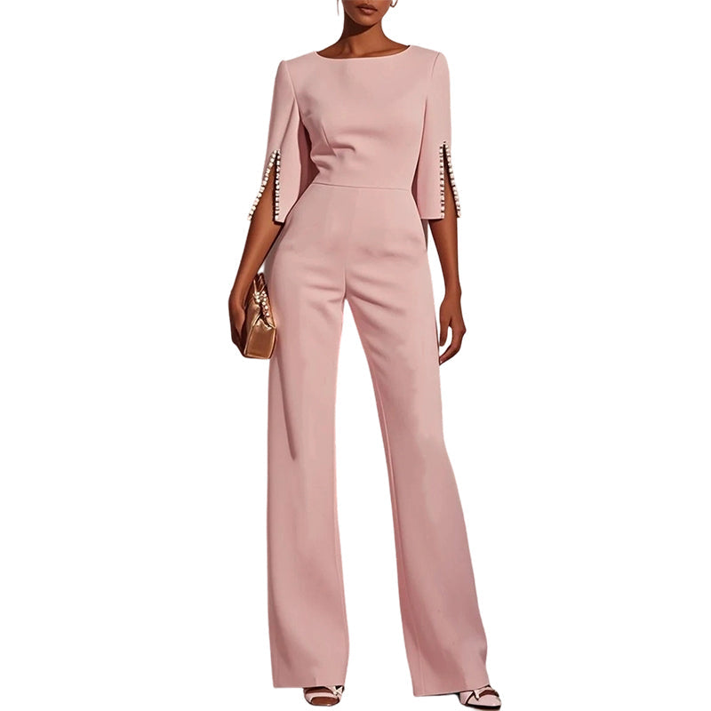 ✨Eleganter, schmal geschnittener Jumpsuit mit Perlenverzierung