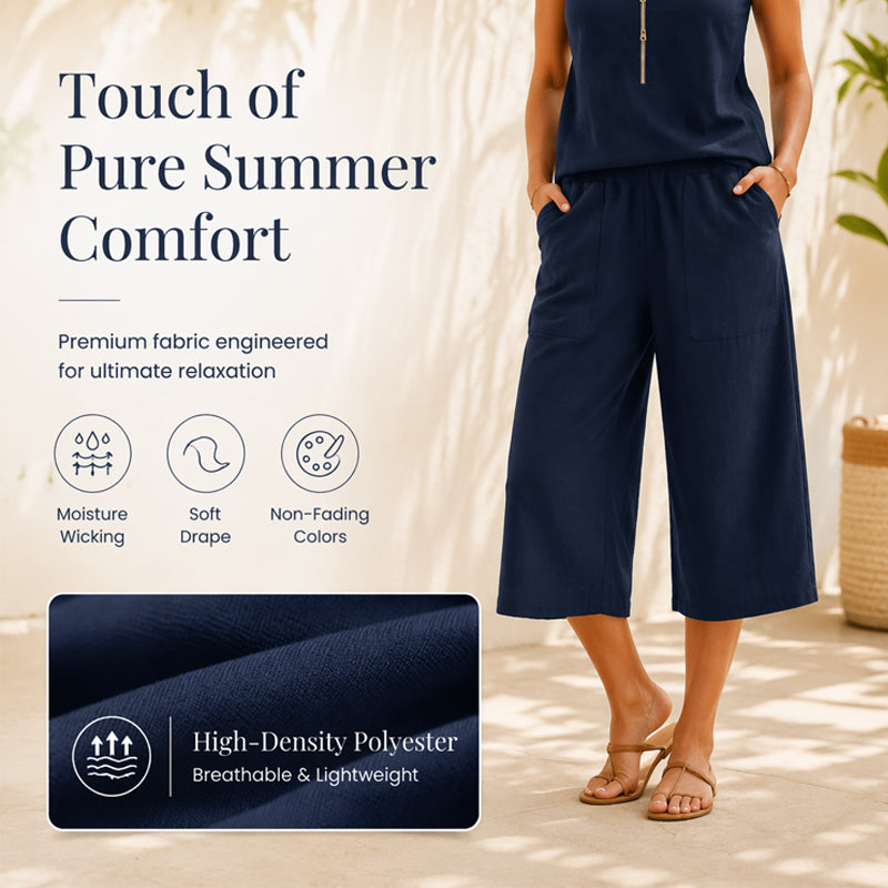 ⌛Zeitlich begrenztes Angebot – Set aus ärmellosem Tanktop mit halbem Reißverschluss und Shorts für Damen