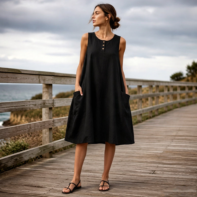 🚨 Eilmeldung: 50% endet heute Nacht! Ärmelloses, locker sitzendes Damenkleid mit Taschen