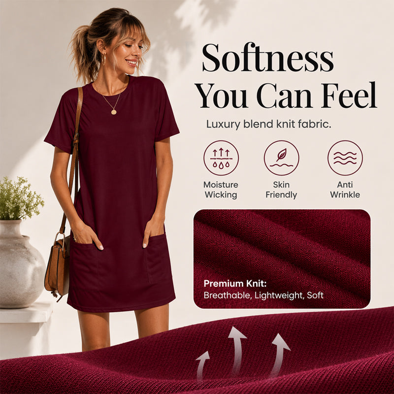 Lockeres Sommer-T-Shirt-Kleid für Damen mit Taschen
