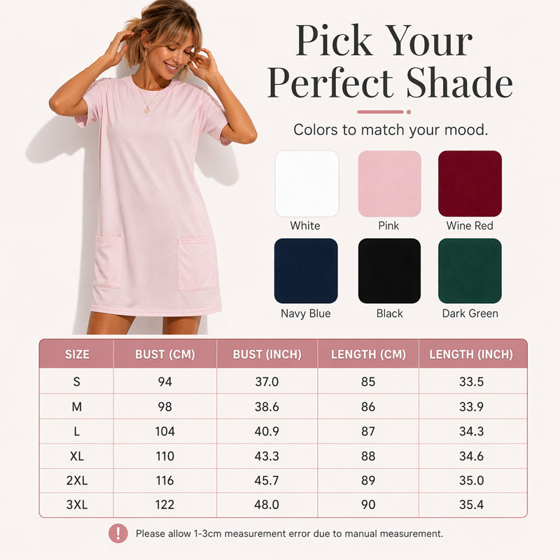 Lockeres Sommer-T-Shirt-Kleid für Damen mit Taschen