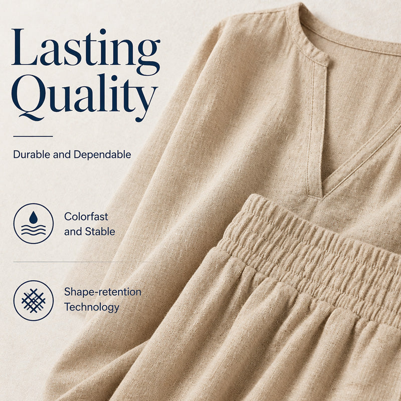 Damen Freizeit-Baumwoll-Leinen-Loungewear-Set