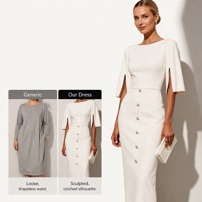🚨 Eilmeldung: 50% endet heute Nacht! 👗Elegantes Damenkleid mit geschlitzten Ärmeln