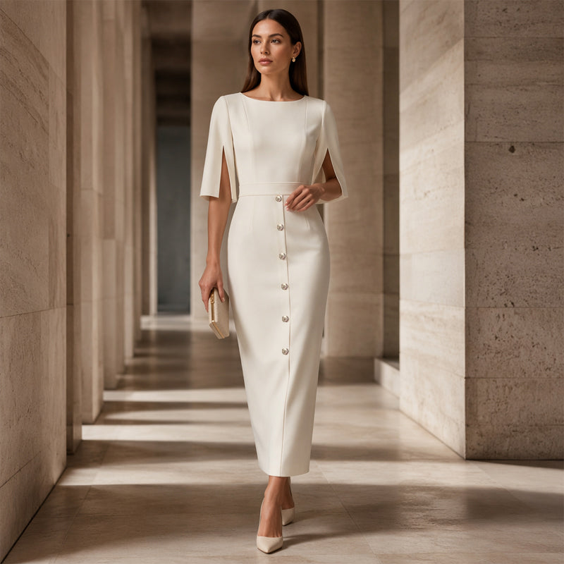 🚨 Eilmeldung: 50% endet heute Nacht! 👗Elegantes Damenkleid mit geschlitzten Ärmeln