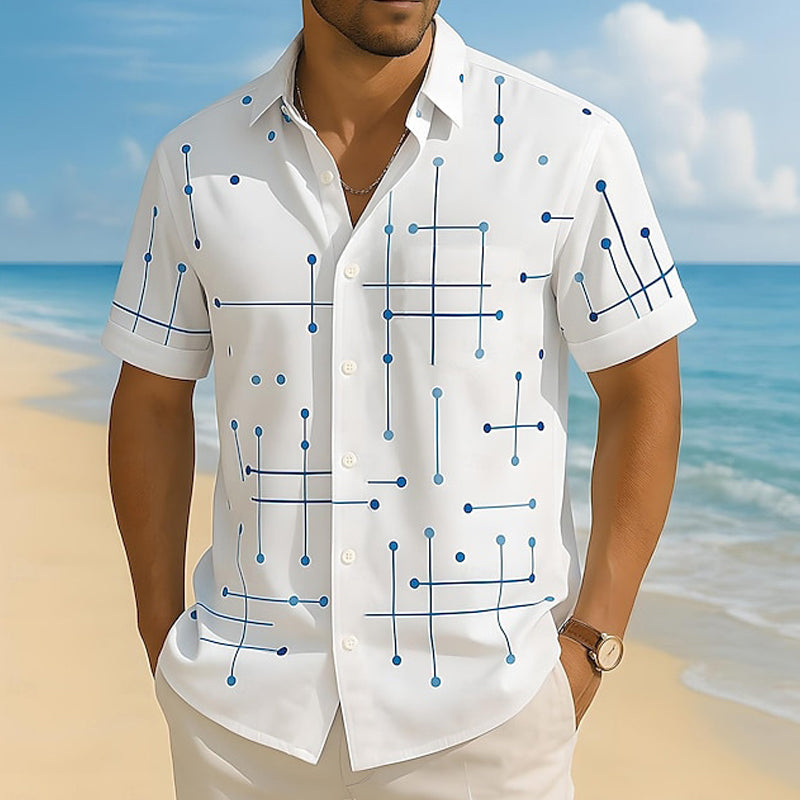 ☀️ 50% RABATT! 👔 Herren Kurzarmhemd mit geometrischem Muster – Locker, luftig & weich – Ideal für Sommer, Urlaub & Freizeit ✨