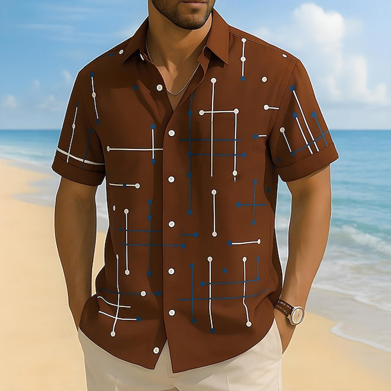 ☀️ 50% RABATT! 👔 Herren Kurzarmhemd mit geometrischem Muster – Locker, luftig & weich – Ideal für Sommer, Urlaub & Freizeit ✨
