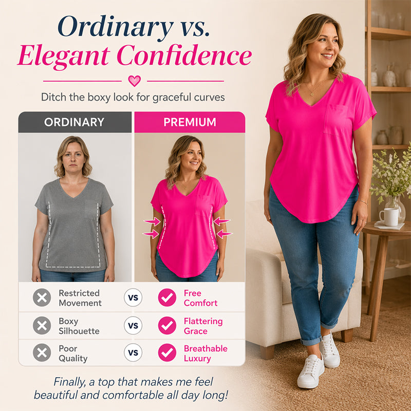 Damen lässiges V-Ausschnitt Kurzarm-T-Shirt.