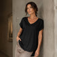 Damen lässiges V-Ausschnitt Kurzarm-T-Shirt.