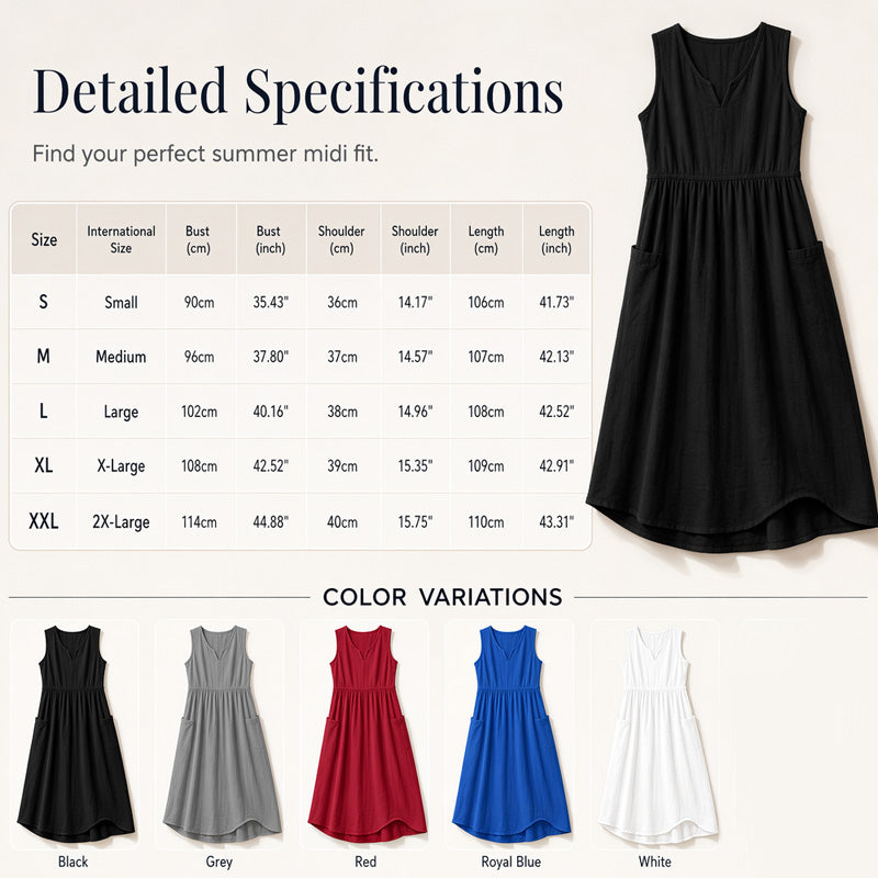 👗Ärmelloses Baumwoll-Leinen-Kleid für Damen