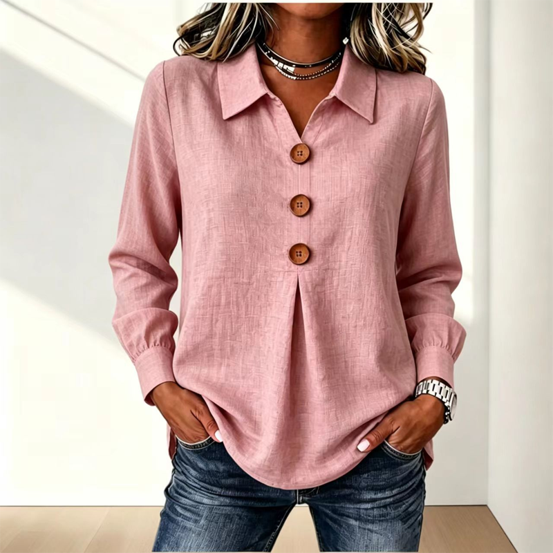 Women's Elegant Lapel Collar Button Top