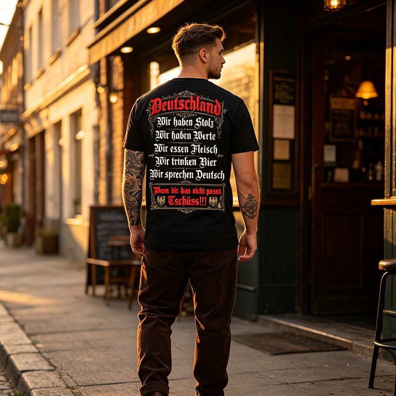👕 50% RABATT!👕 Deutschland Heritage Bedrucktes Kurzarm-Rundhals-T-Shirt für Herren – Patriotisches Print, weich & atmungsaktiv – Perfekt für Alltag, Fußball, Oktoberfest & Freizeit ✨