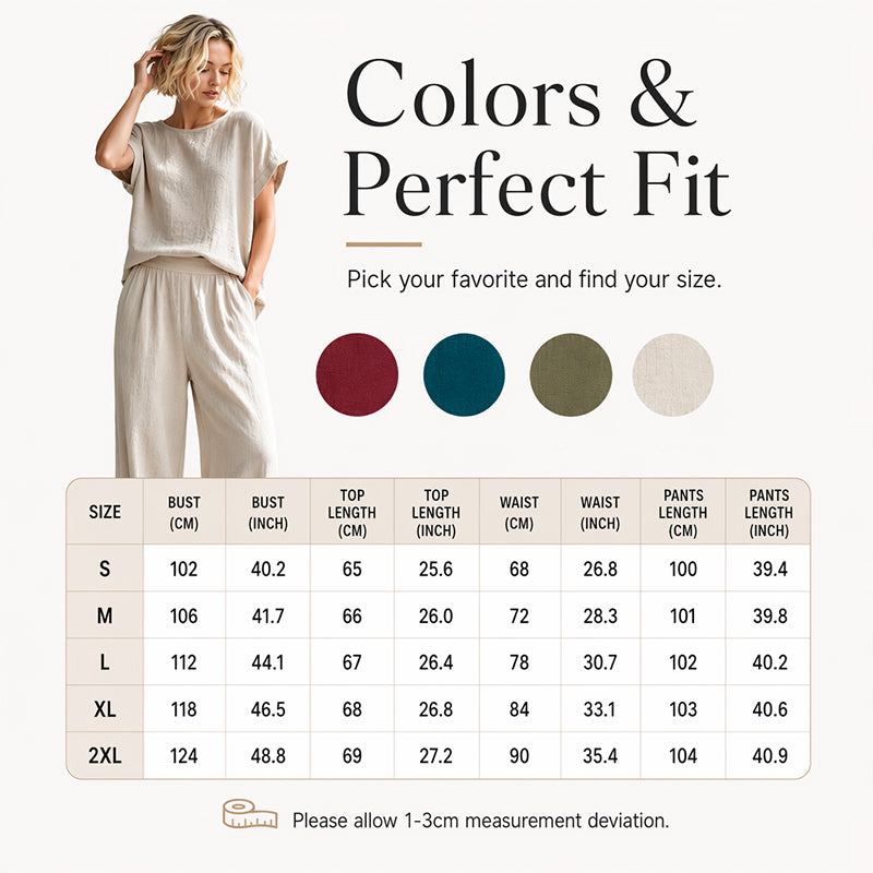 Set aus kurzärmeligem Oberteil und Hose mit weitem Bein für Damen