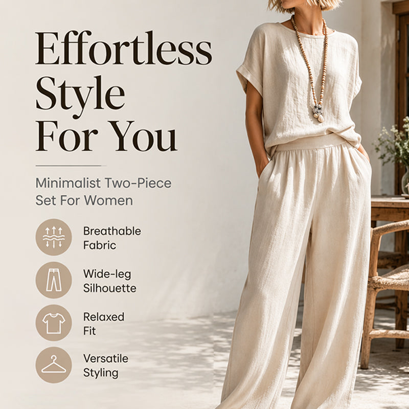 Set aus kurzärmeligem Oberteil und Hose mit weitem Bein für Damen
